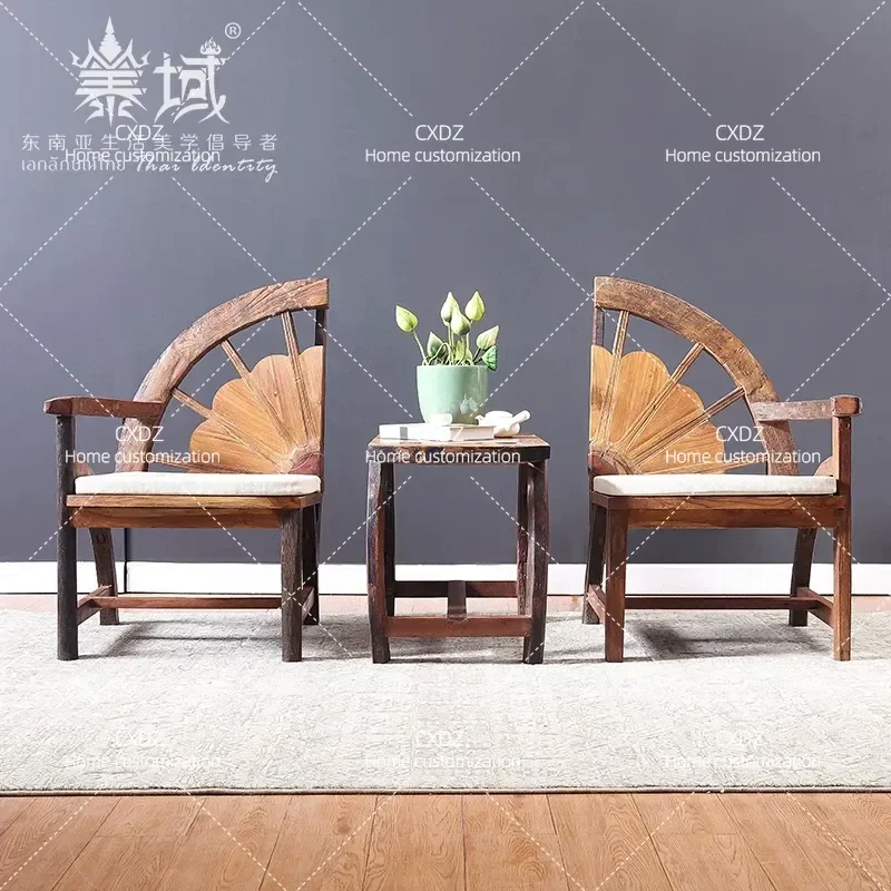 Taiyu Style Coffee Table Chair Sofa Three Piece Set Living Room Solid Wood Furniture Sitting Area Table And Chairs