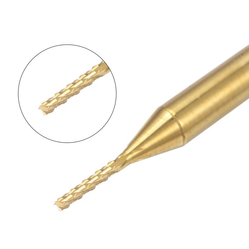 10 STKS Titanium Jas Carbide Frees Graveren Frees CNC Frezen Voor PCB Machine, 1/8 Inch Schacht