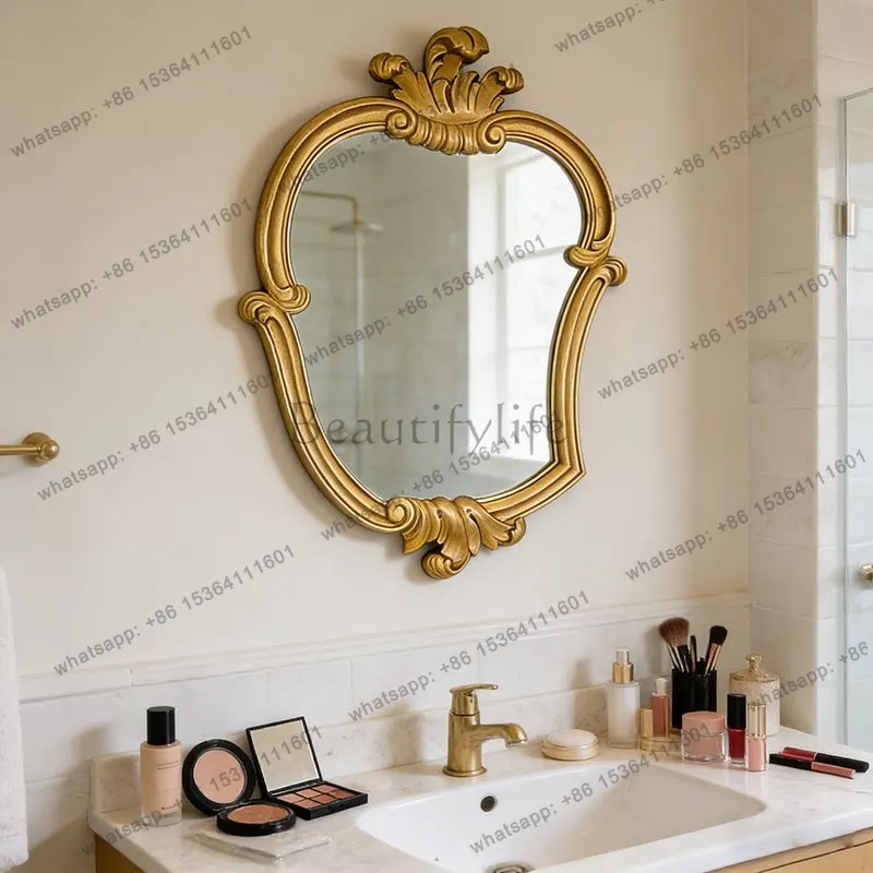 D06 French retro bathroom mirror wall-mounted decorative mirror above fireplace