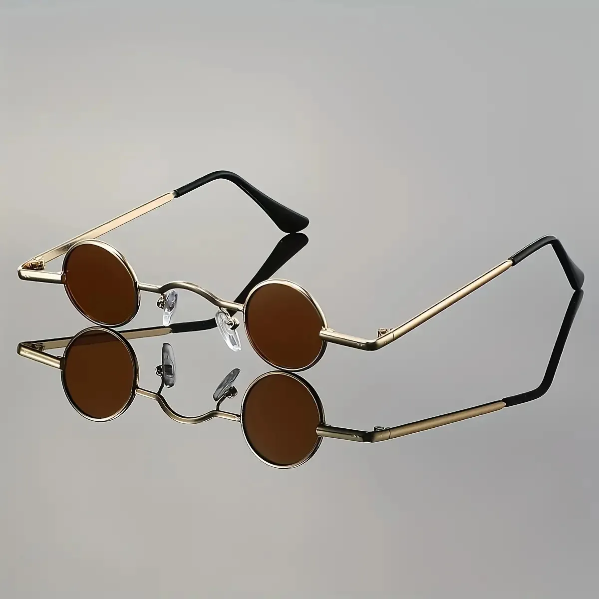 1 STÜCK 1 Paar modische runde Sonnenbrillen mit kleinem Rahmen, Straße, Foto-Requisiten, Unisex, tägliche lässige Dekorationsbrillen