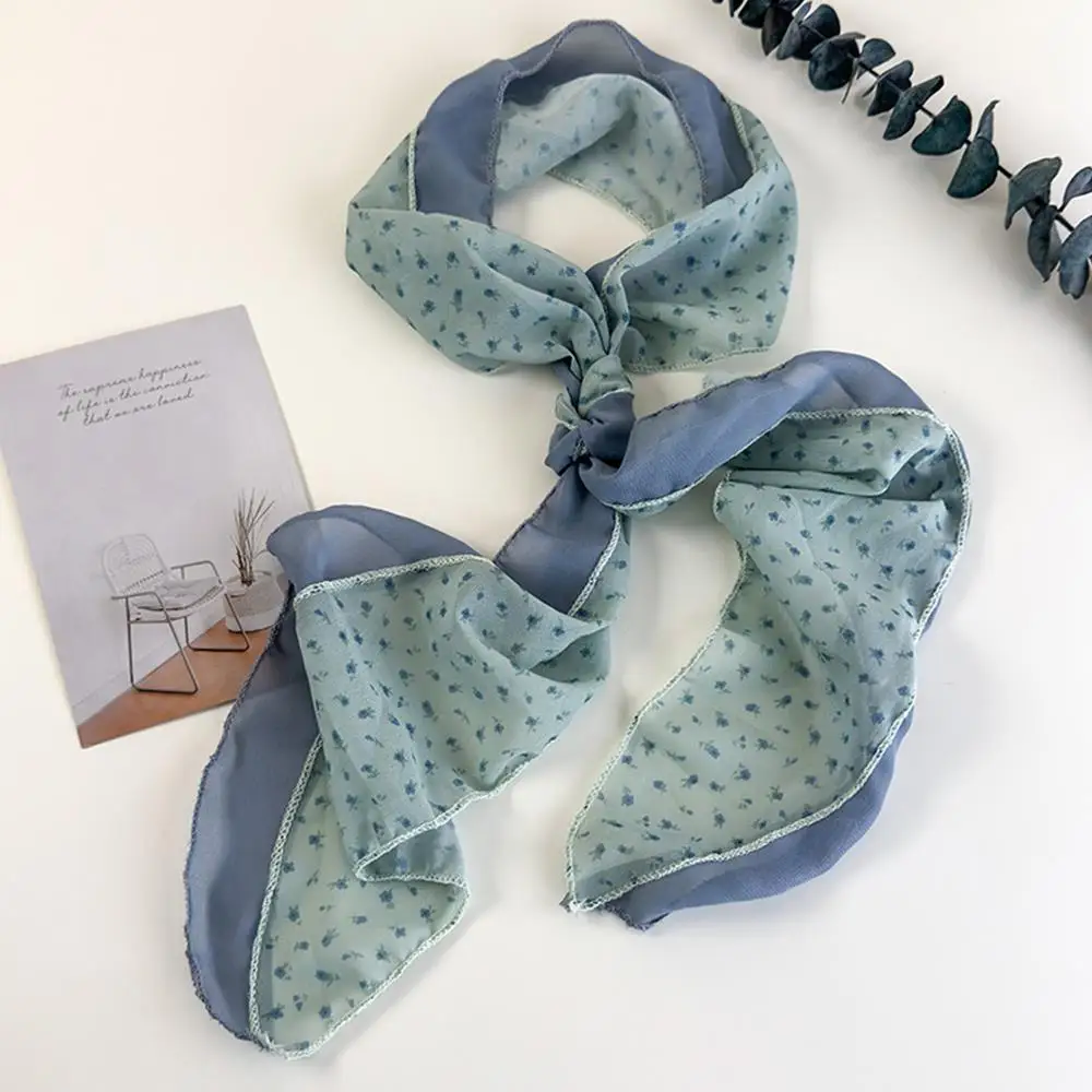 Correa para el cuello, pañuelo fino de seda largo a cuadros, accesorios para fotos de viaje, bufandas de belleza para mujer, banda para el cabello de moda coreana rsi한