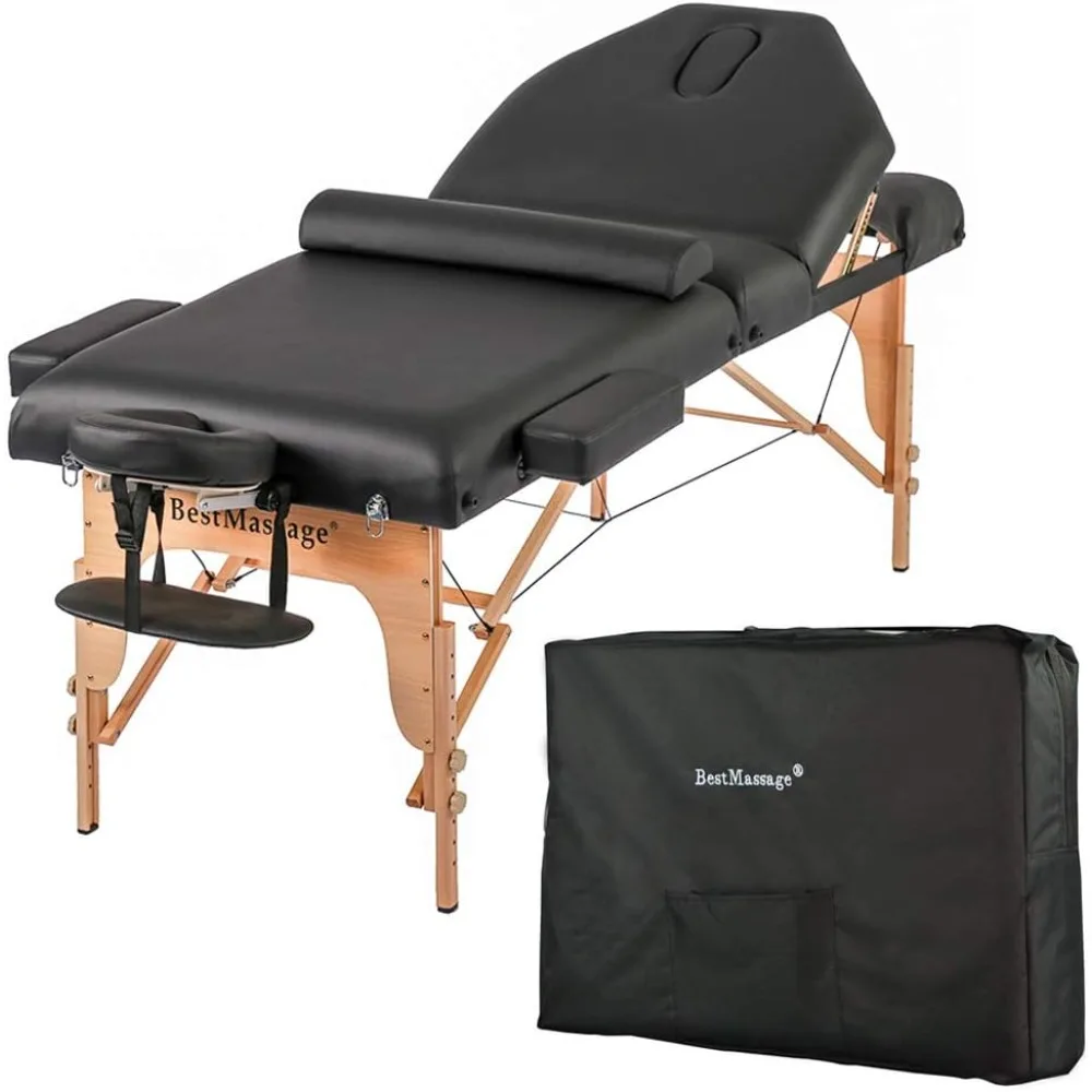 BestMassage-Mesa de masaje portátil de 30 pulgadas, cama ancha para pestañas, altura ajustable, cama de salón, 4 pulgadas de grosor, PU