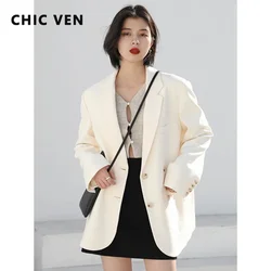 CHIC VEN Women's Blazer Korean Casual Solid Long Sleeve Coats All-match Office Lady Elegant Fashion Clothing Spring Autumn 2026