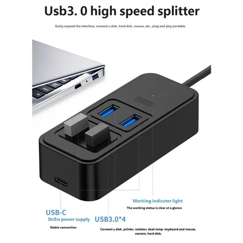 R53C USB3.0 Adapter 5 Port Fast Transfer to DC5V Universal Compatibility Splitter