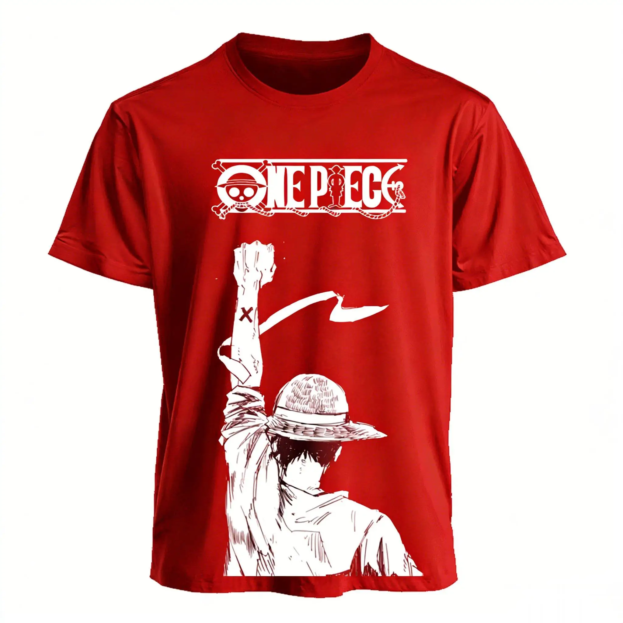 قطعة واحدة أنيمي تي شيرت الرجال النساء 2026 الصيف القطن قصير الأكمام بلايز عادية الجرافيك المحملة القرد D لوفي مطبوعة الشارع الشهير Y2k #5