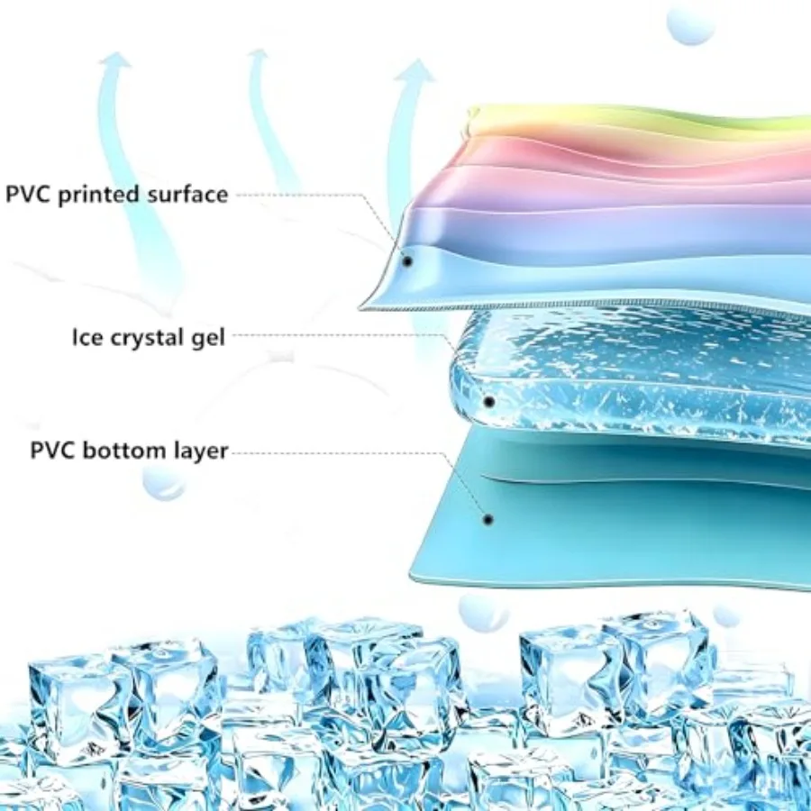 Dog Cooling Mat Pet Rainbow Gradient Ice Mat Pet Ice Mat Pet Cooling Pad Cooling Gel Pad for Dogs and Cats Pet Non-Toxic PVC Su