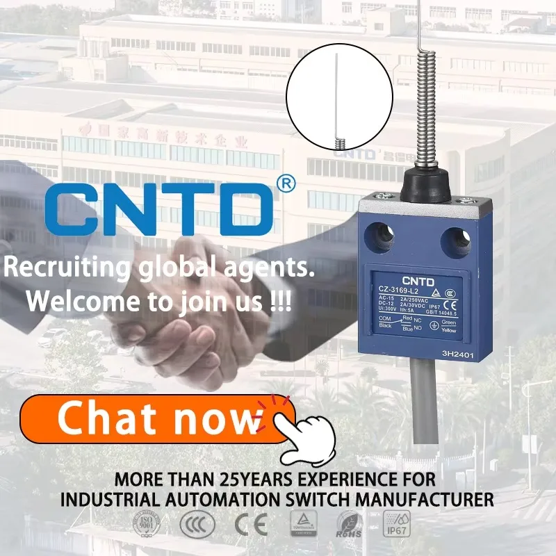 CNTD Brand New CZ-3169 Waterproof Oil-proof Aluminum Swing Rod Type Vertical Safety Limit Switch 10A 380V IP67 Protection