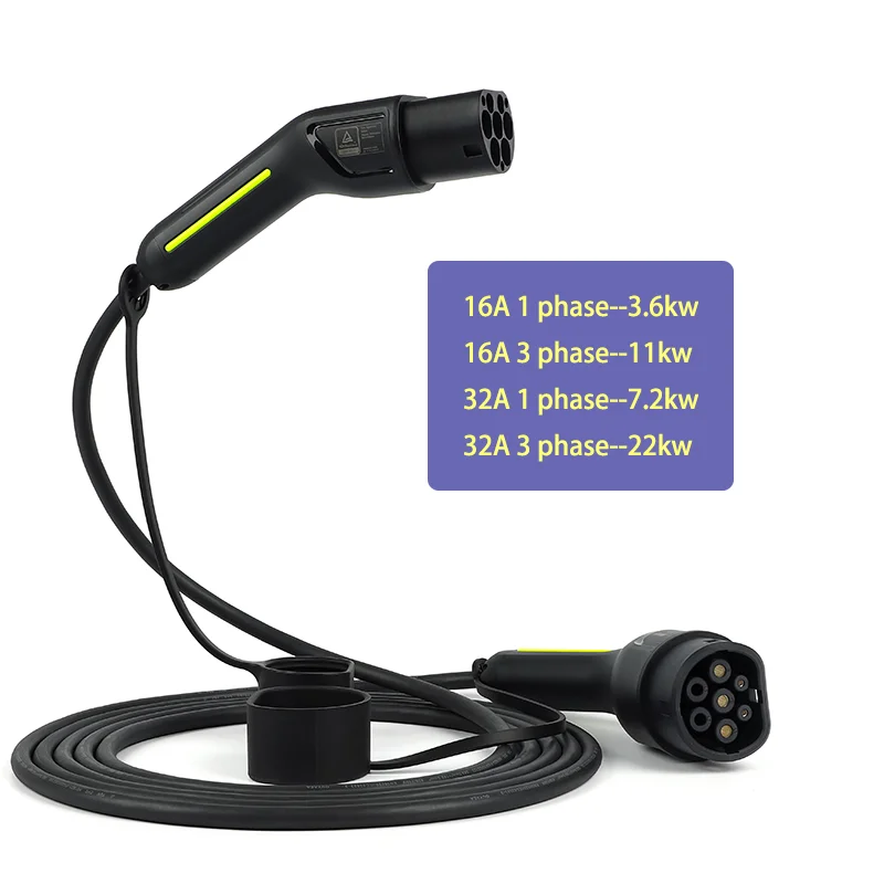 EV Charging Cable Type 2 16A 32A 3.6KW 22KW 3 Phase Electric Vehicle Cord for Station EVSE Female to Male Plug