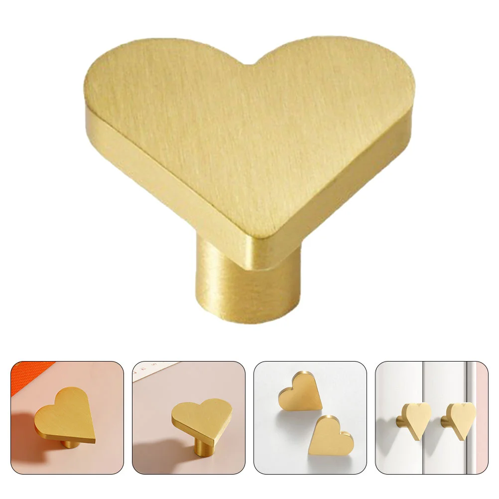 

2 Pcs Cabinet Door Love Handle Handles Knob Gold Heart Drawer Knobs Kitchen Vanity Tray