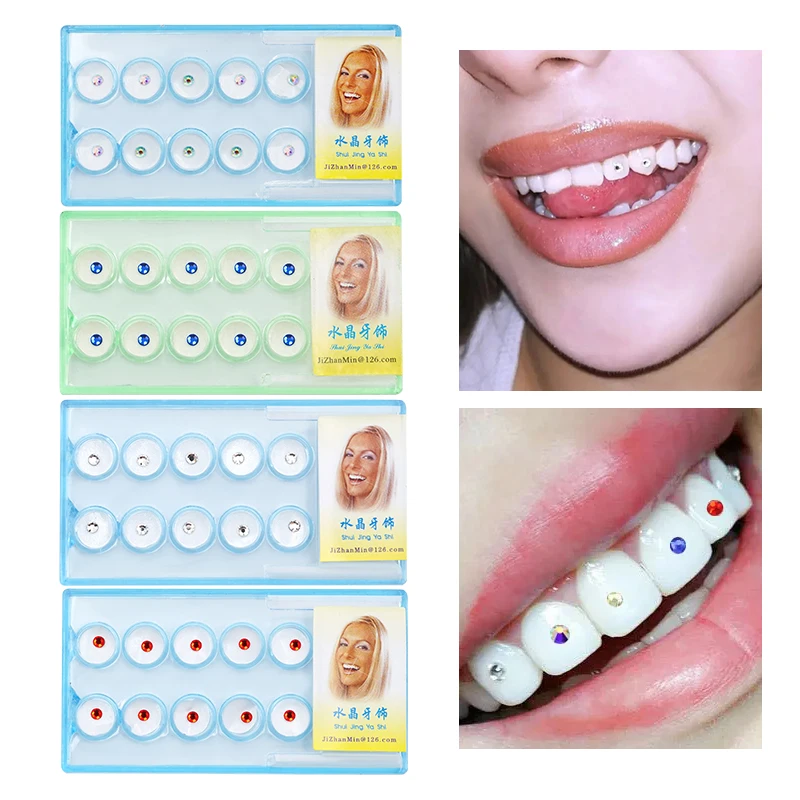 

10pcs/box Teeth Decoration Crystal Diamond Tooth Gems Jewelry Kit Tooth Decoration DIY Oral Hygiene Ornaments Zircon Rhinestone