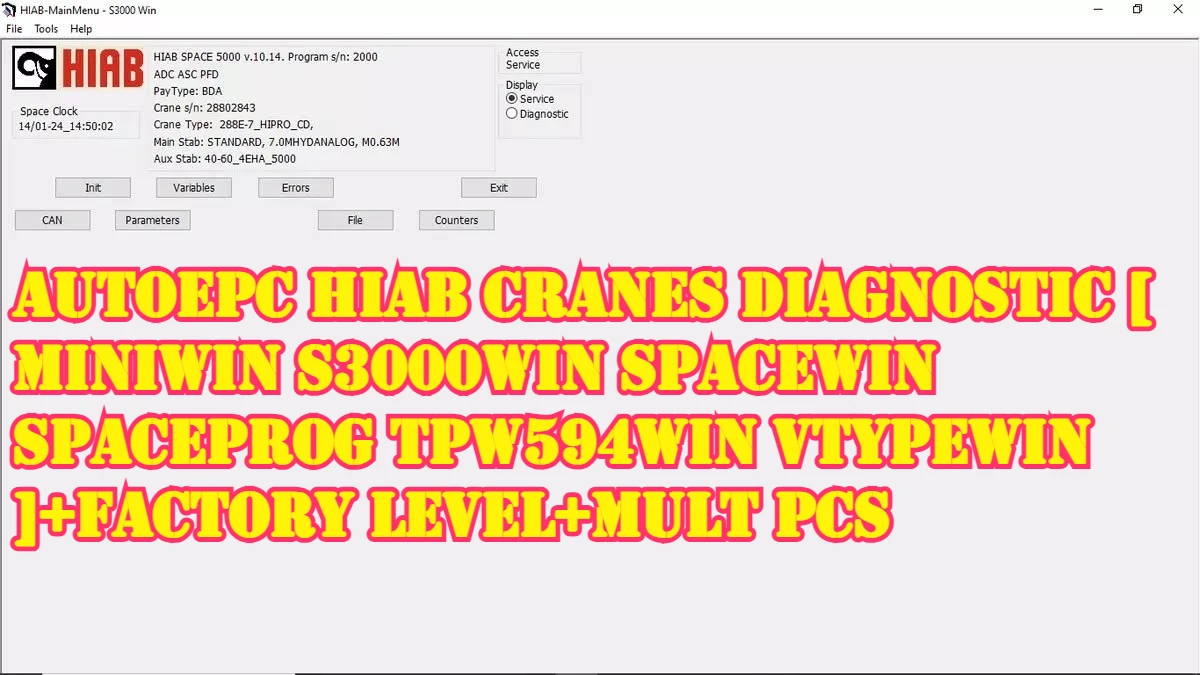 AutoEPC HIAB Cranes Diagnostic [ MiniWin S3000Win SpaceWin SpaceProg TPW594Win VTypeWin ]+Factory Level+Mult PCs