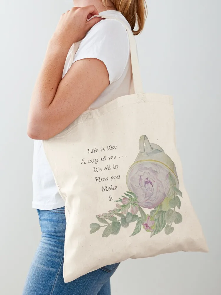 

Life is Like A Cup of Tea Tote Bag canvas tote bags Beach bag shopping bags foldable Canvas stote bag