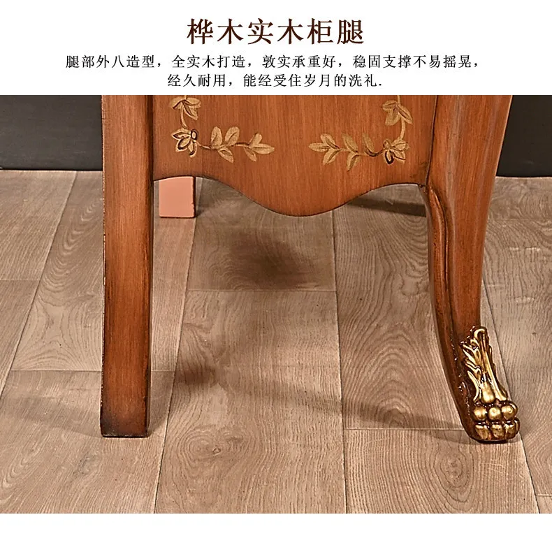 Yjq American furniture retro three-bucket cabinet living room partition decorative cabinet solid wood painted carved storage
