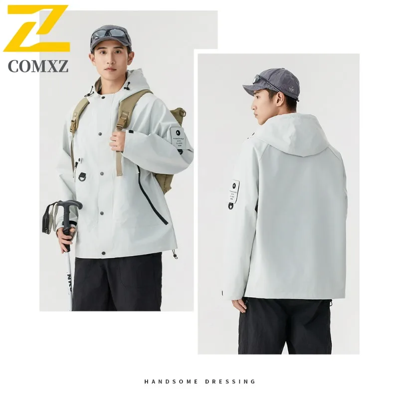 COMXZ Unisex Down Jacket New Trendy Hooded Camping Warm Down Coat Casual Hiking Travel Cold Protection Autumn Winter Windbreaker