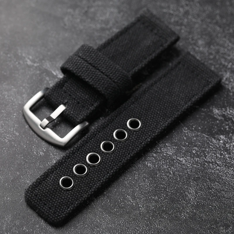 Handmade Thickened Canvas Watchband Rugged  20 22 24MM Soft Waterproof Watch Chain Blue Black Green Men Wearable Strap