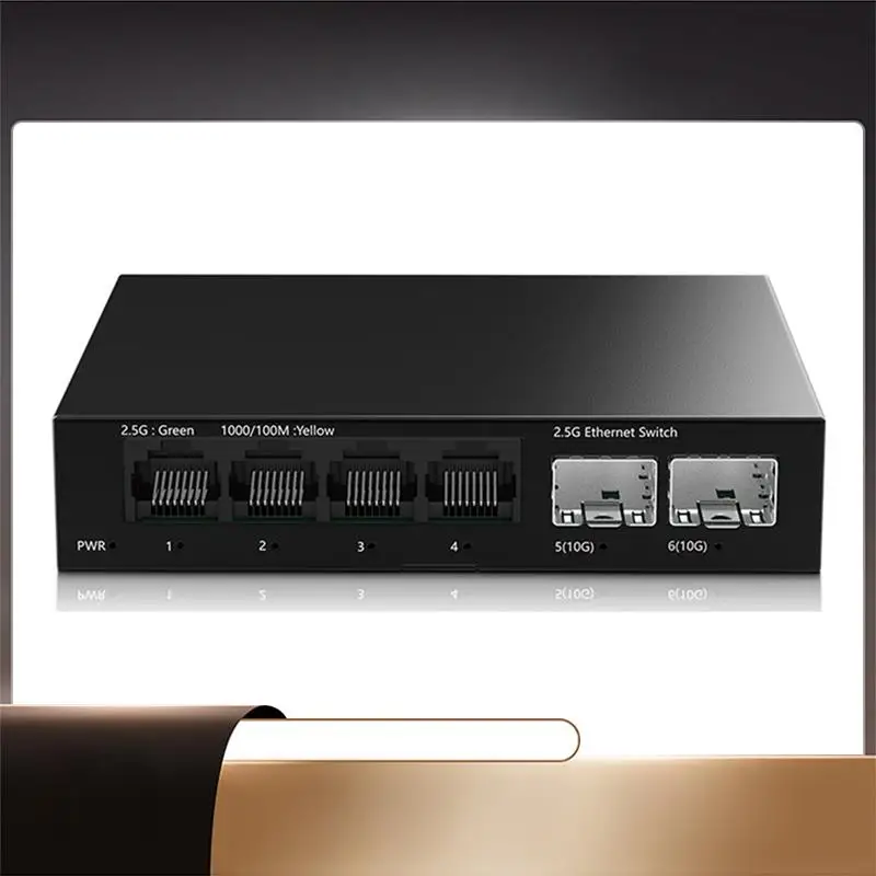 

X64A-2.5G Ethernet Switch 4 Port Unmanaged Network Switch Withdual 10Gbe SFP+ Slots Plug Andplay Forhomelab Setup EU Plug