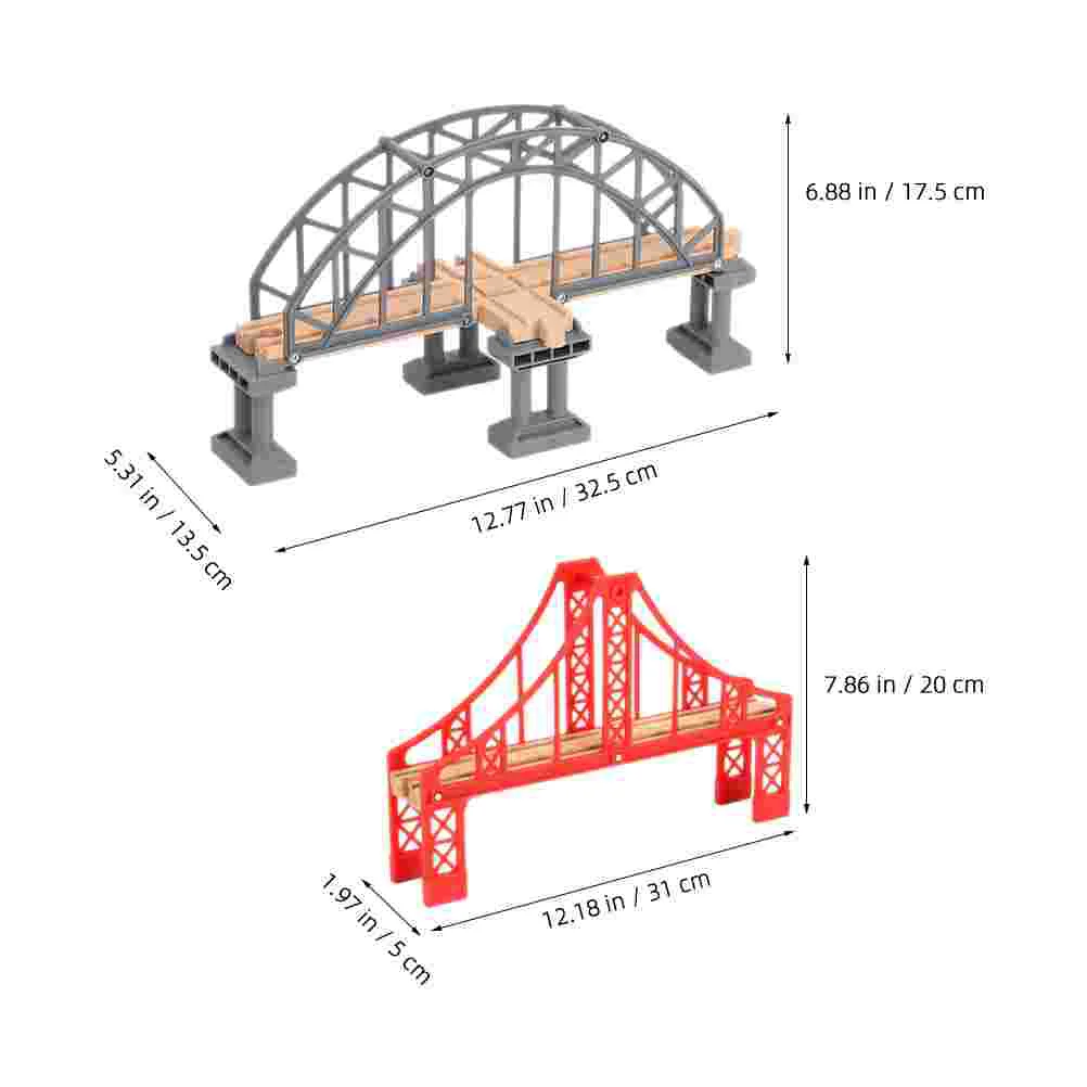 Modelo de puente de tren de juguete, suministros de repuesto de pista educativa de ferrocarril a granel ensamblados, 2 uds.