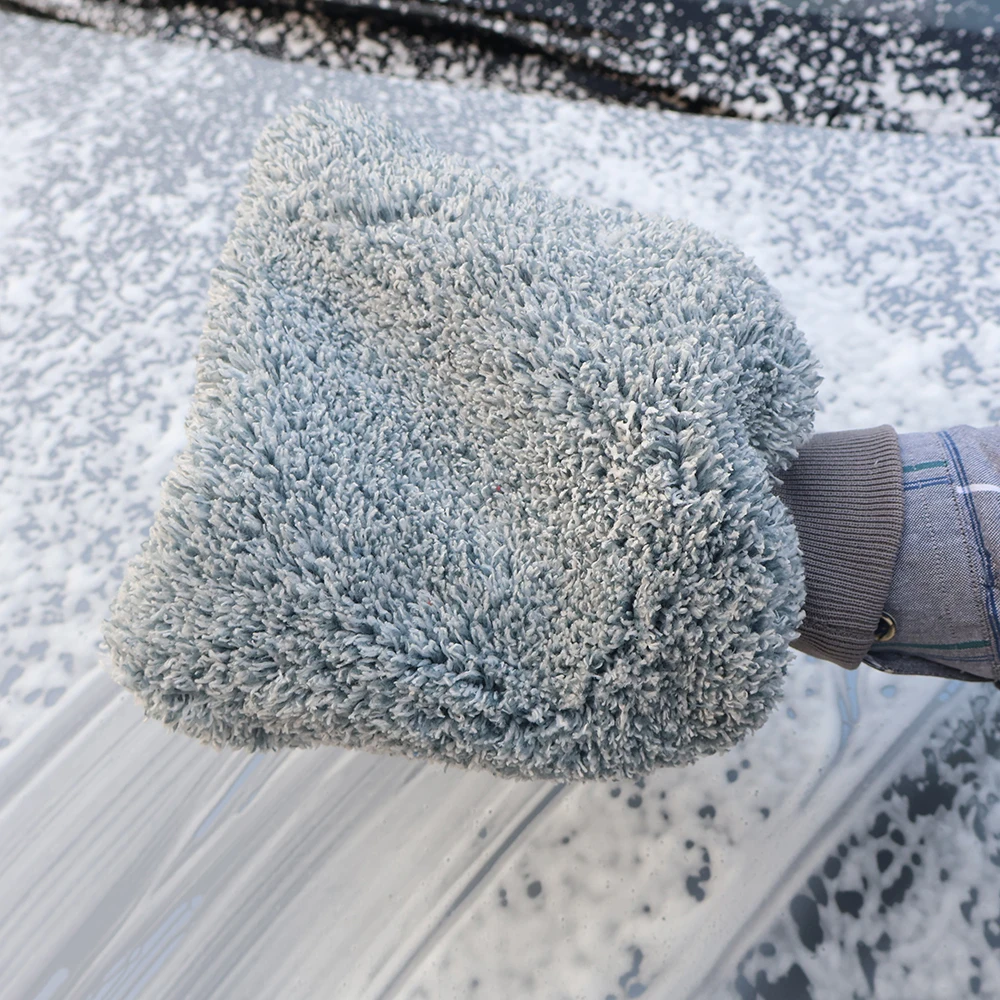 AUTOBRIGHT Premium-Autowaschhandschuh, dick, kratzfrei, hohe Saugfähigkeit, weicher Mikrofaser-Handschuh für die Autoreinigung, Detaillierung, Schneehandschuhe – Detail 2