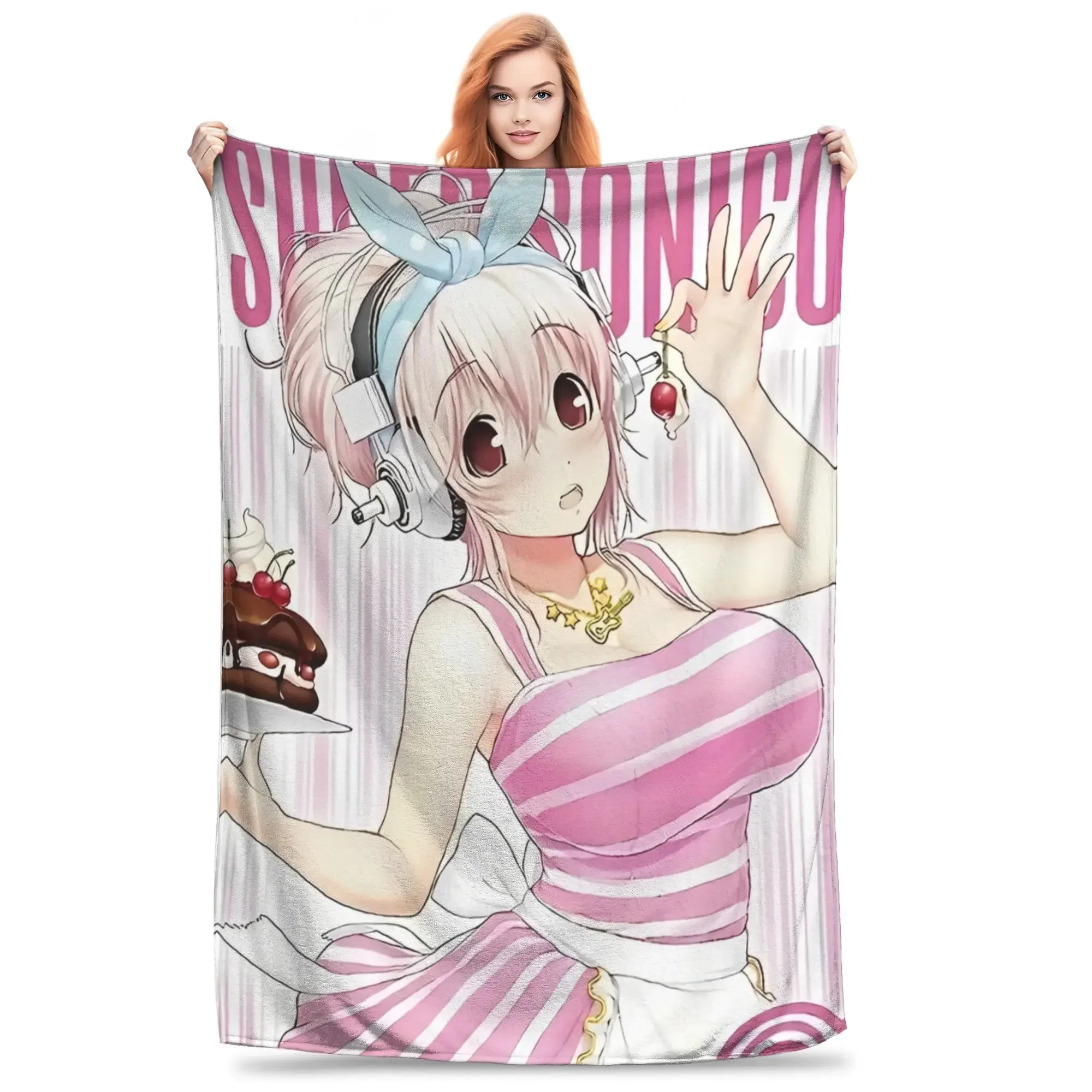 

Super Sonico Anime Flannel Throw Blanket Warm and Cozy for Winter Home Decor Soft Plush Texture Perfect Gift Idea