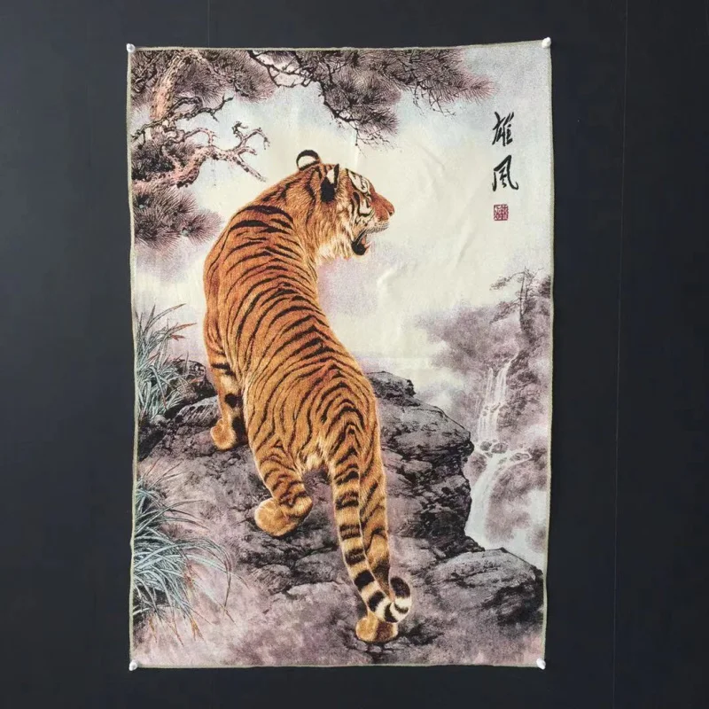 Brocade Painting Silk Embroidered Painting Thangka Machine Embroidery Silk Painting Tiger Climbing the Mountain 5 Models Optiona