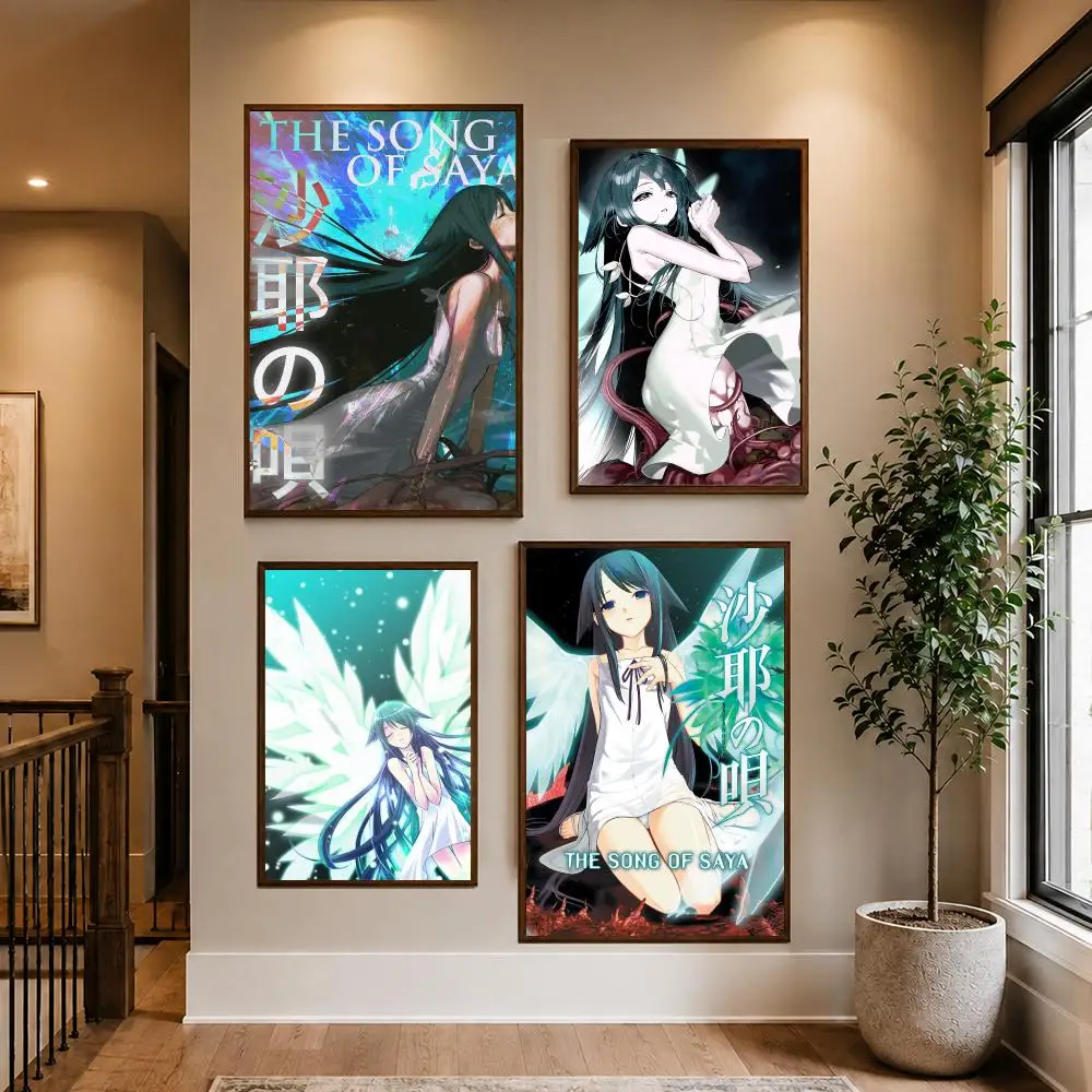 Saya No Uta The Song Of Saya Poster HD Waterproof PP Self-Adhesive Removable Wall Art Poster, Bedroom Cafe Gym Home Decor Gift