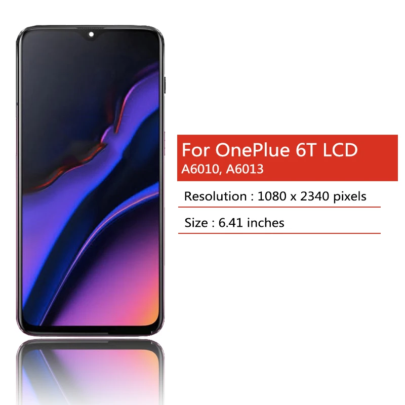 6.41 "oryginalny wyświetlacz AMOLED dla OnePlus 6T LCD 1 + 6T montaż digitizera ekranu dotykowego jeden Plus 6T A6010 A6013 wymiana wyświetlacza