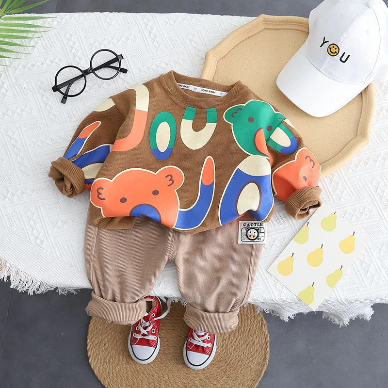 NEW Spring Autumn Kids Clothes Kids Caps Cotton Sports Hooded Sweater Shirt Pants Sets Children Boys Kids Casual Suit 0-5 YEARS