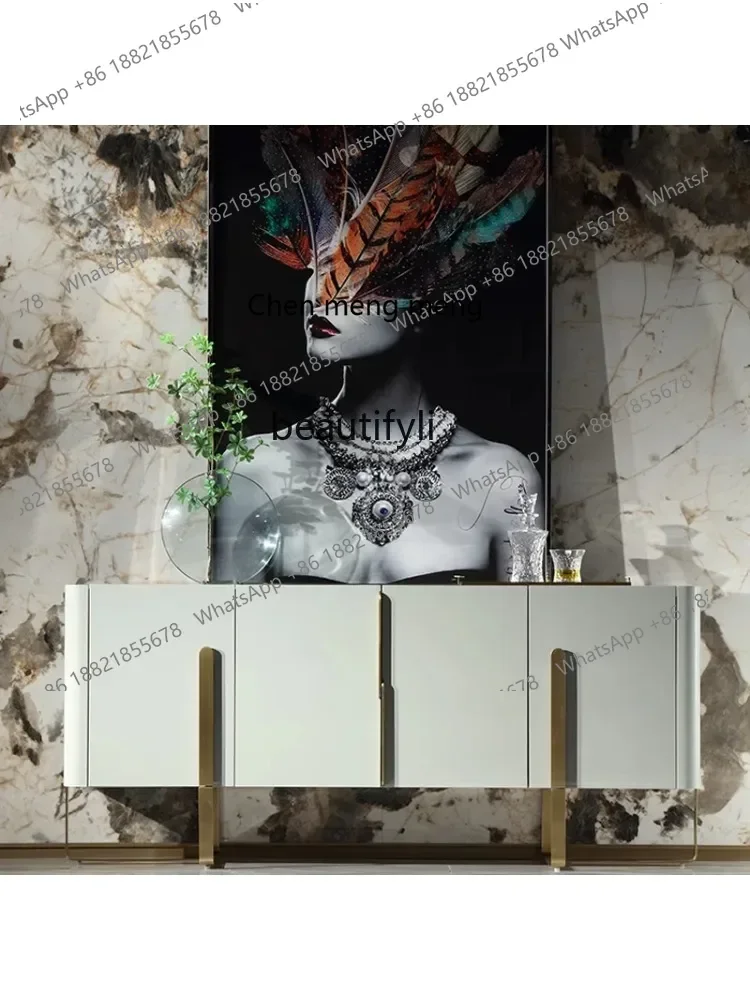 

D178 Post-Modern Italian-Style Light Luxury Lobby Entrance Cabinet Entry Door Facing Storage Drawer Solid Wood Sideboard furnitu