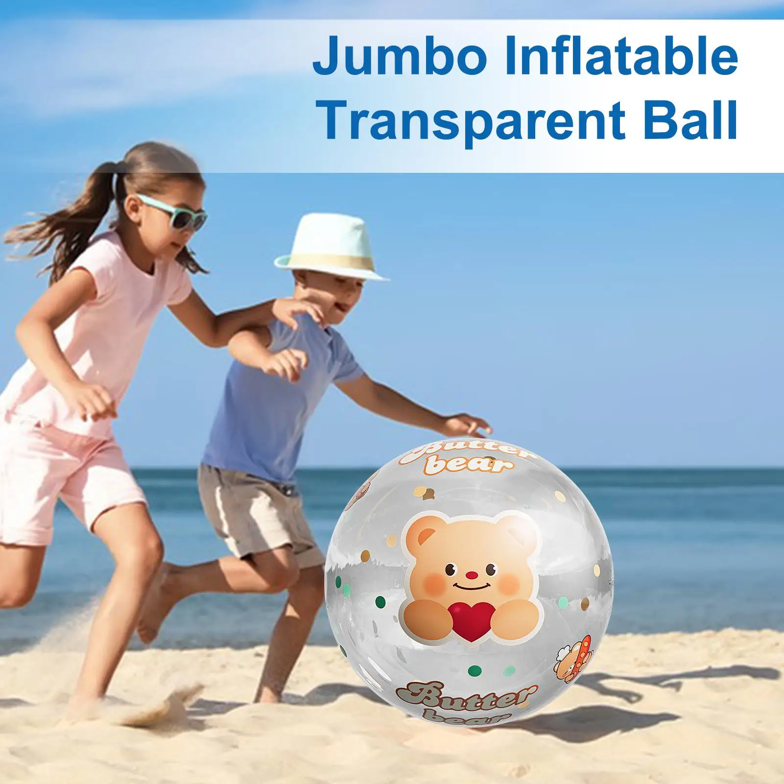 Jumbo 23.6 Inches Transparent Inflatable Beach Ball Giant Clear Pool Water Toys For Kids Adults Party, Backyard, Park, Beach Fun