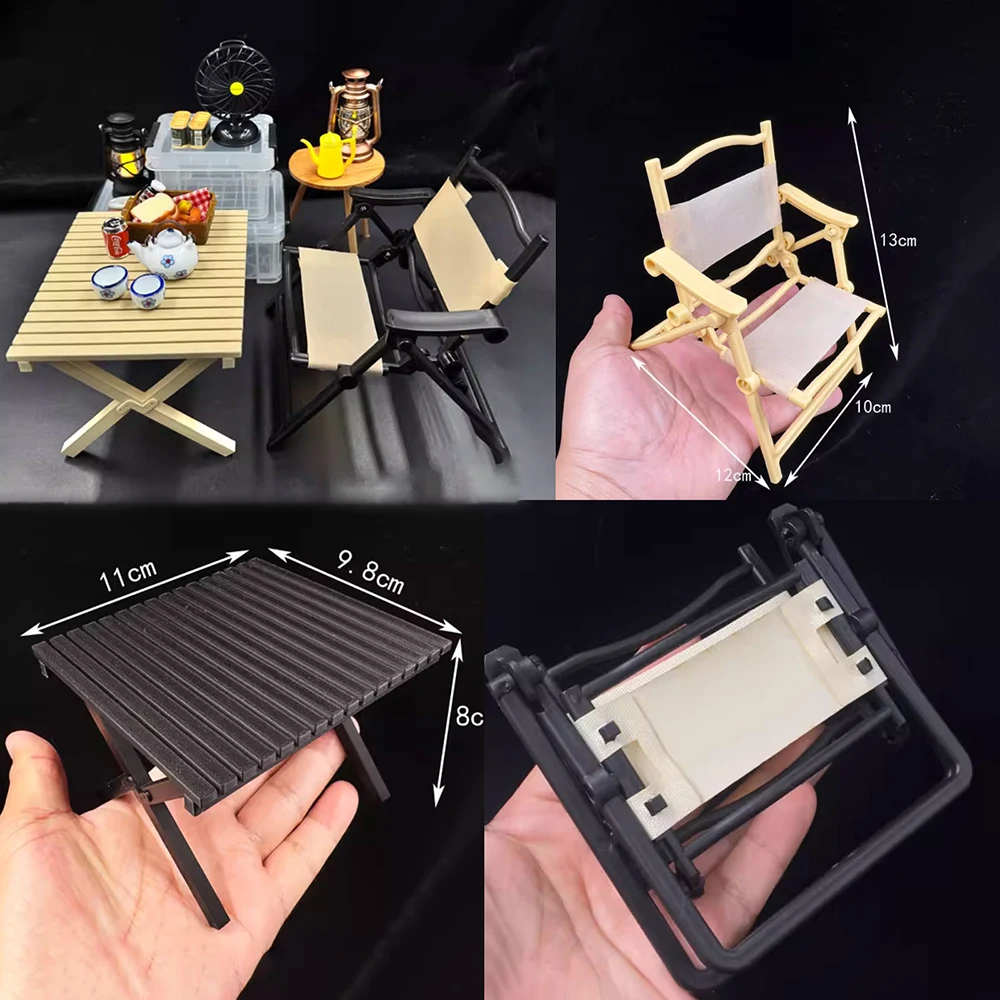 

1/6 Scale Mini Fashion Camp Desk and Chairs Models for 12''Dolls Action Figures Scene Accessories