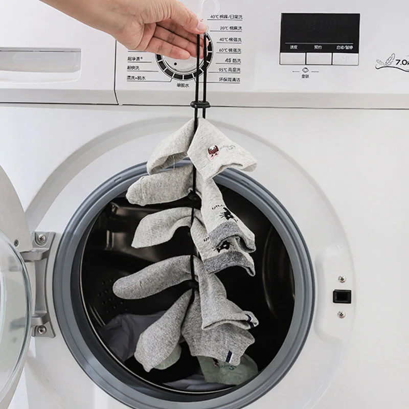 Home socks hanging rope creative multi-function washing clothes basket net washing socks drying socks rack Divider Dry Tools