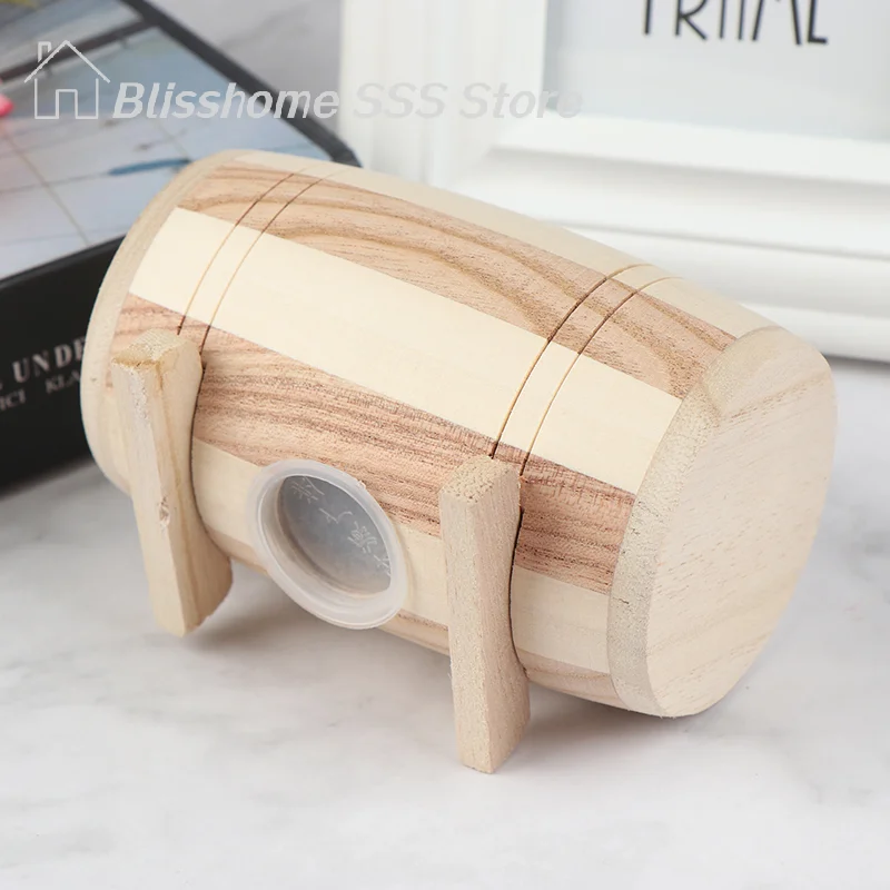 【S】1pc Wooden Money Box Piggy Bank Money Box Savings Wine Barrel Wood Piggy Bank high quality durable stylish practical