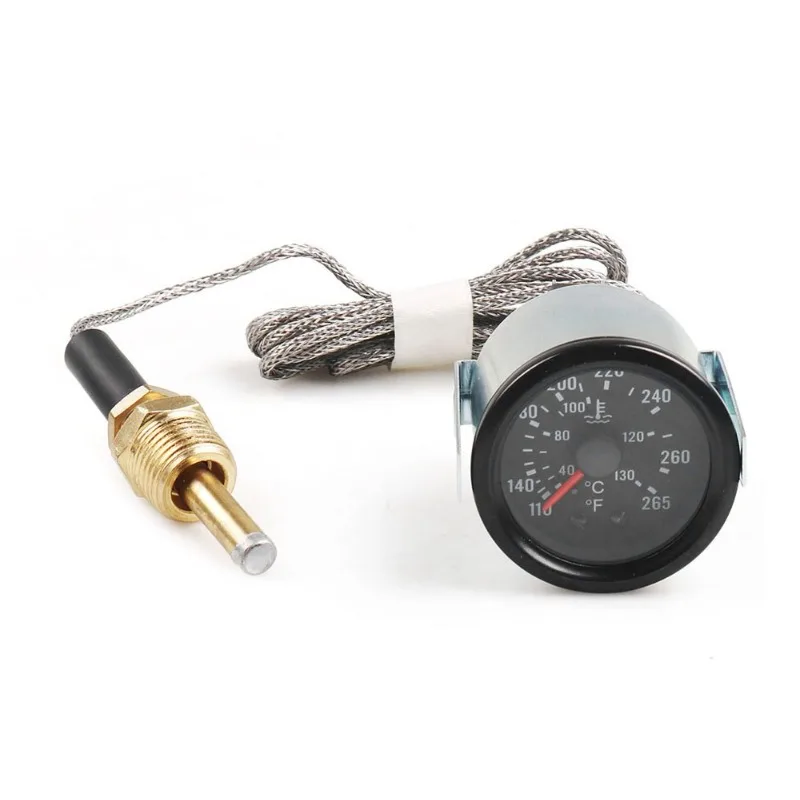 52MM General Instrument Pointer Mechanical Water Temperature Meter 130 ° C/265 ° F I Dual Scale Display NPT 1/2