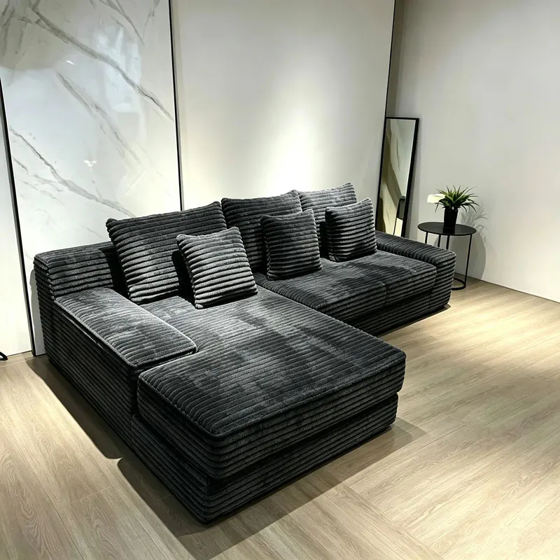 Dark Green L-shaped Sectional Sofa Lounge Chaise Vacuum Compressed Sofa Corner Living Room Combination Canape Home Furniture