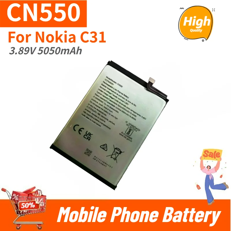

High Quality CN550 Mobile Phone Battery 3.89V 5050mAh For Nokia C31 Brand New Replacement Battery