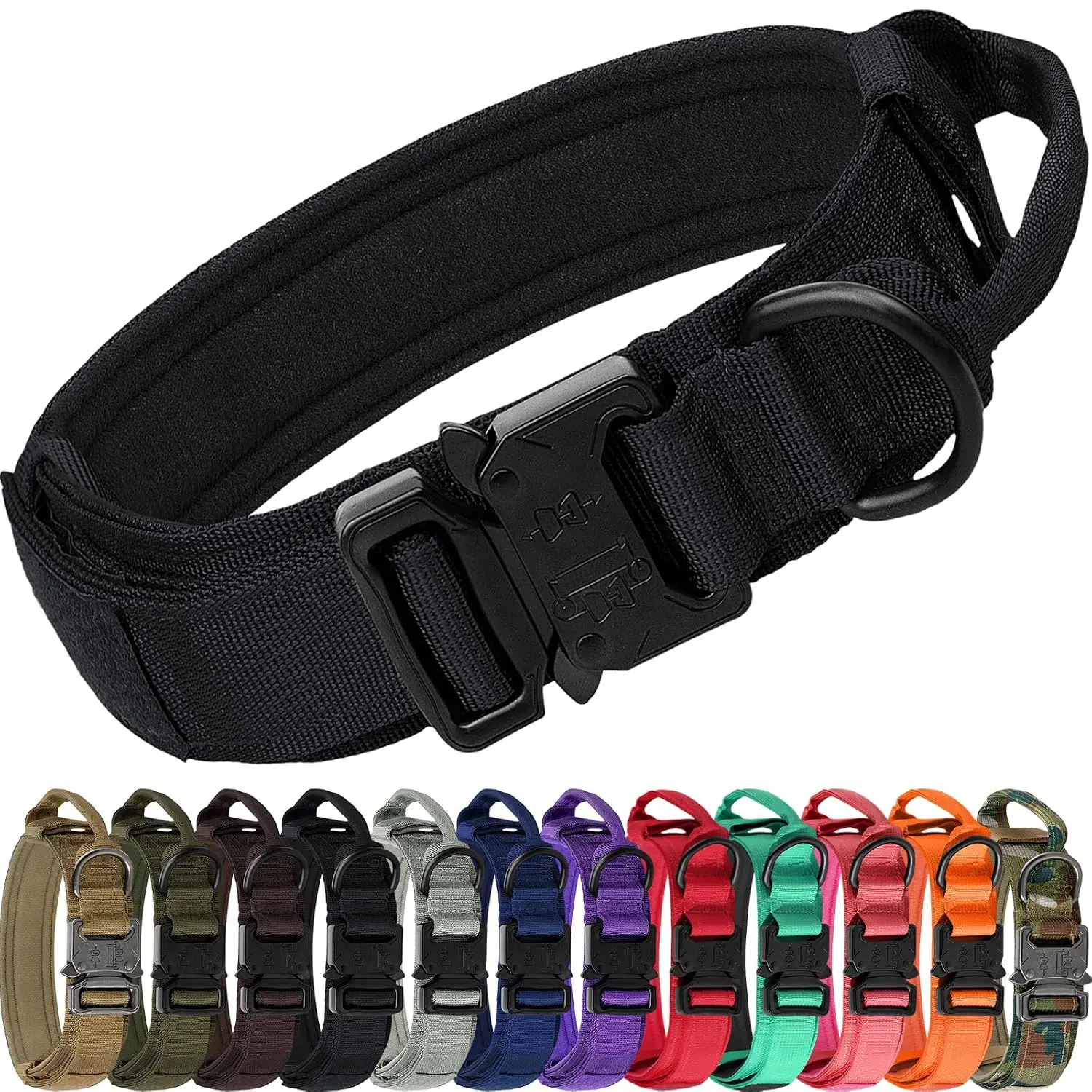 Tactical Dog Collar Large Dogs Traffic Control Handle Nylon Military Training, Customized