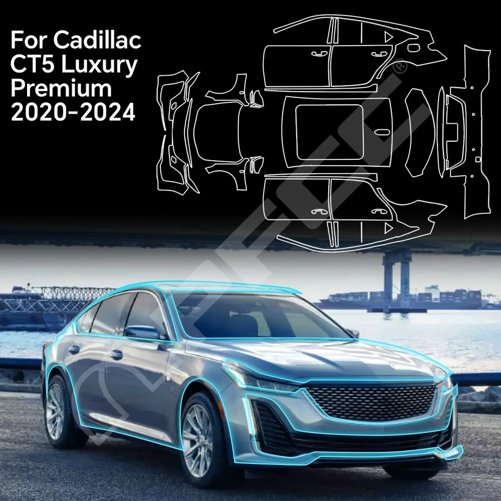 

9MIL For Cadillac CT5 Luxury Premium 2020-2024 Paint Protection Film Anti-scratch Pre-cut PPF Car Body Clear Bra Resistant Cover