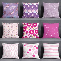 Pink ins Nordic cute pattern pillowcase home decoration sofa cushion living room square pillow cover home fabric