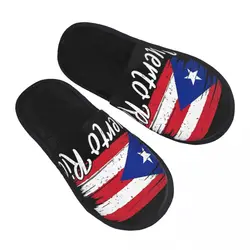 Fur Slipper For Women Men Fashion Fluffy Winter Warm Slippers Puerto Rico Flag House Shoes