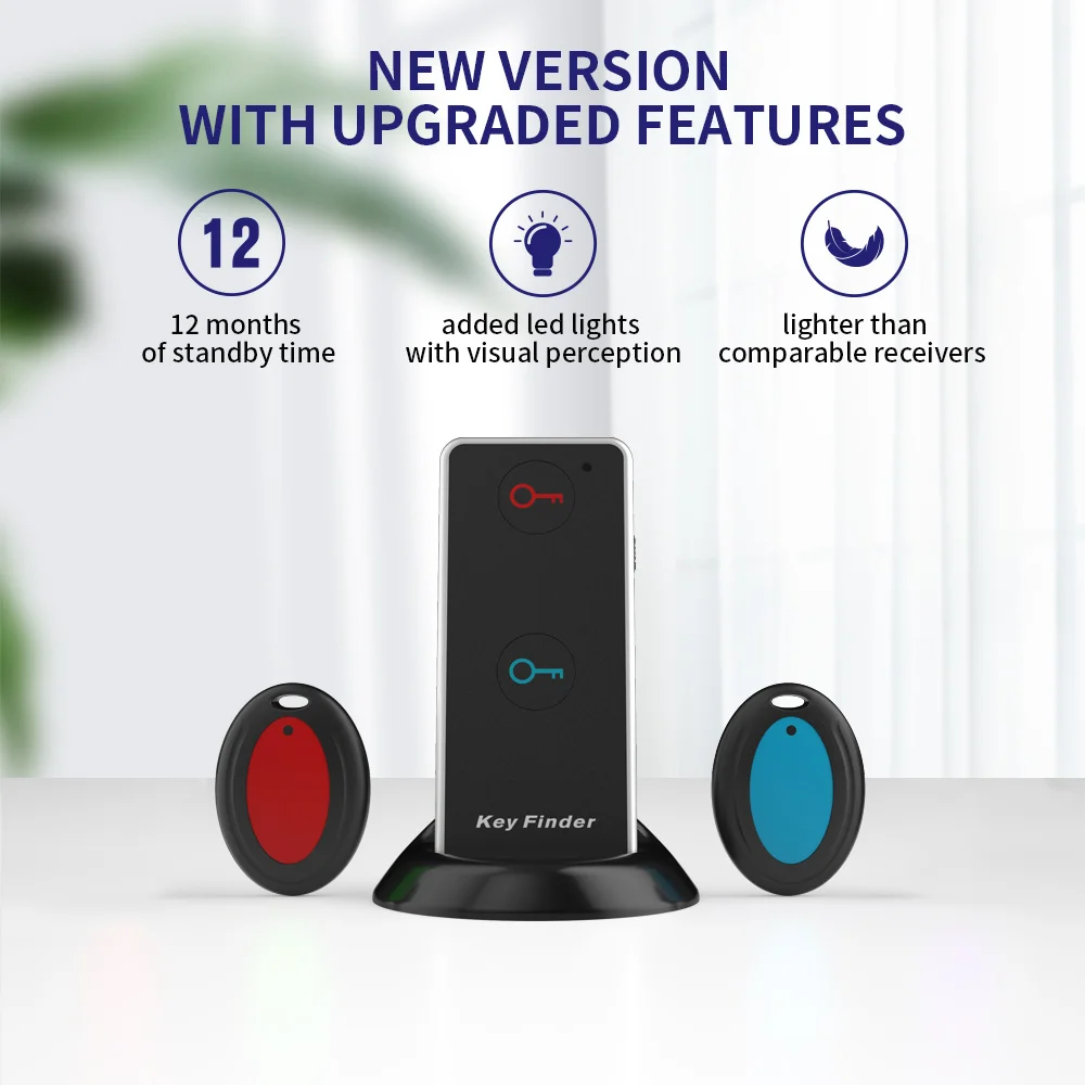 2 قطعة 80dB + RF العناصر محدد العلامات مع 131ft نطاق العمل اللاسلكية عن بعد مكتشف مفتاح مكتشف للعثور على نظارات الهاتف مفتاح المحفظة #5