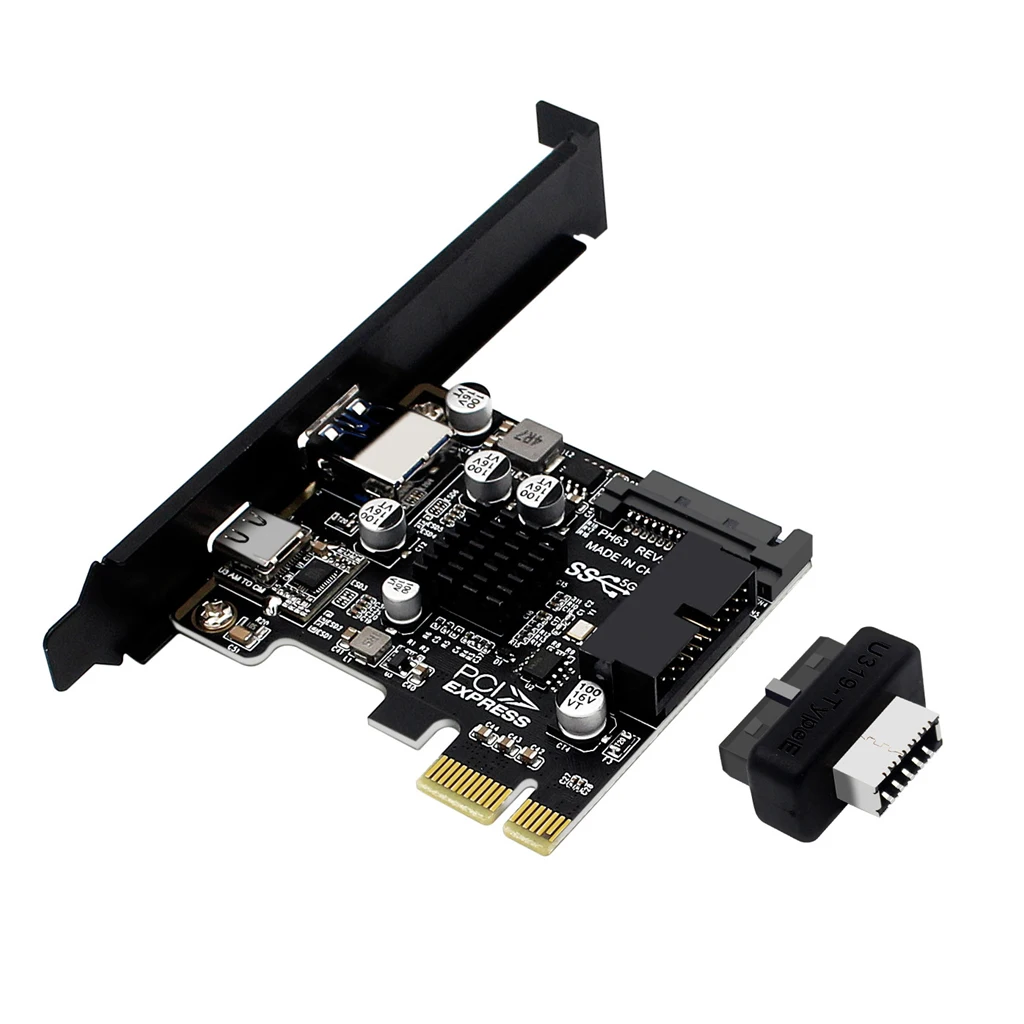 

PCIE To USB3.0 Expansion Card Type-C 5Gbps Controller PCI-E Type E 19P20P Adapter Card SATA 15Pin Power Connector for PC Desktop