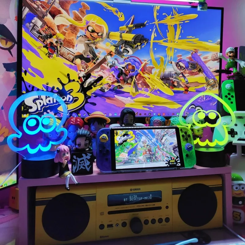 

Splatoon кальмар осьминог 7-цветная светящаяся фигурка светящиеся украшения для атмосферы комнаты подарок на день рождения