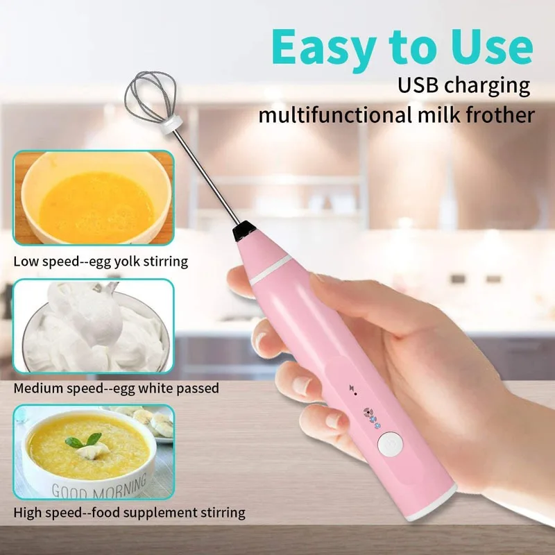 Wireless Handheld Egg Beater, Cappuccino Frother Mixer, Mini Electric Milk Foamer, Coffee Whisk, Battery Powered