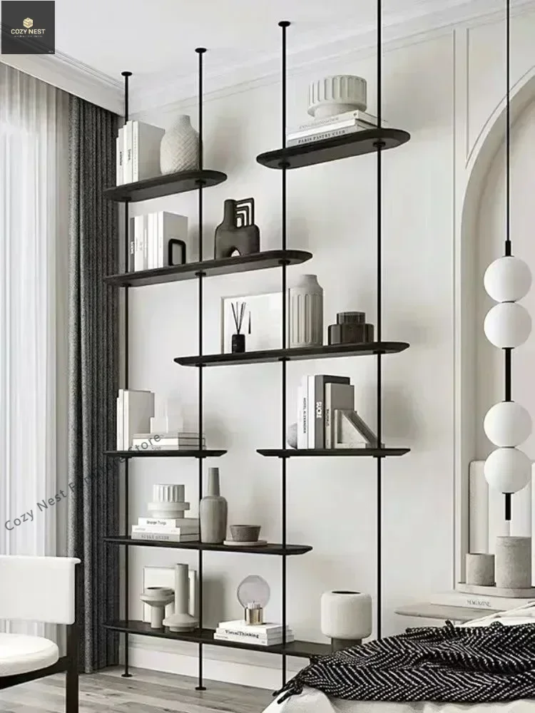 

Modern Iron Art Bookcase Partition Living Room Office Overhead Open Display Shelf
