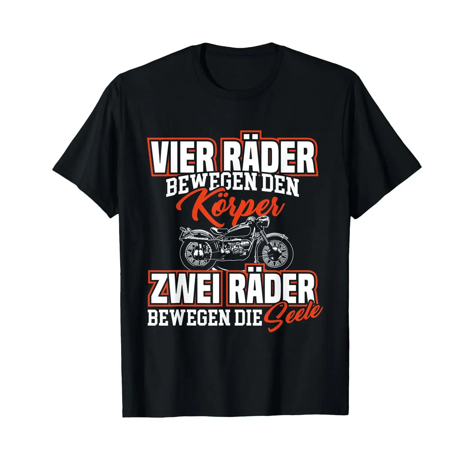 Zwei Räder bewegen die Seele. Motorrad-Biker-T-Shirt im Vintage-Stil, gewaschen, dehnbar, bequemes Oberteil für den Alltag, Streetwear, stilvoll