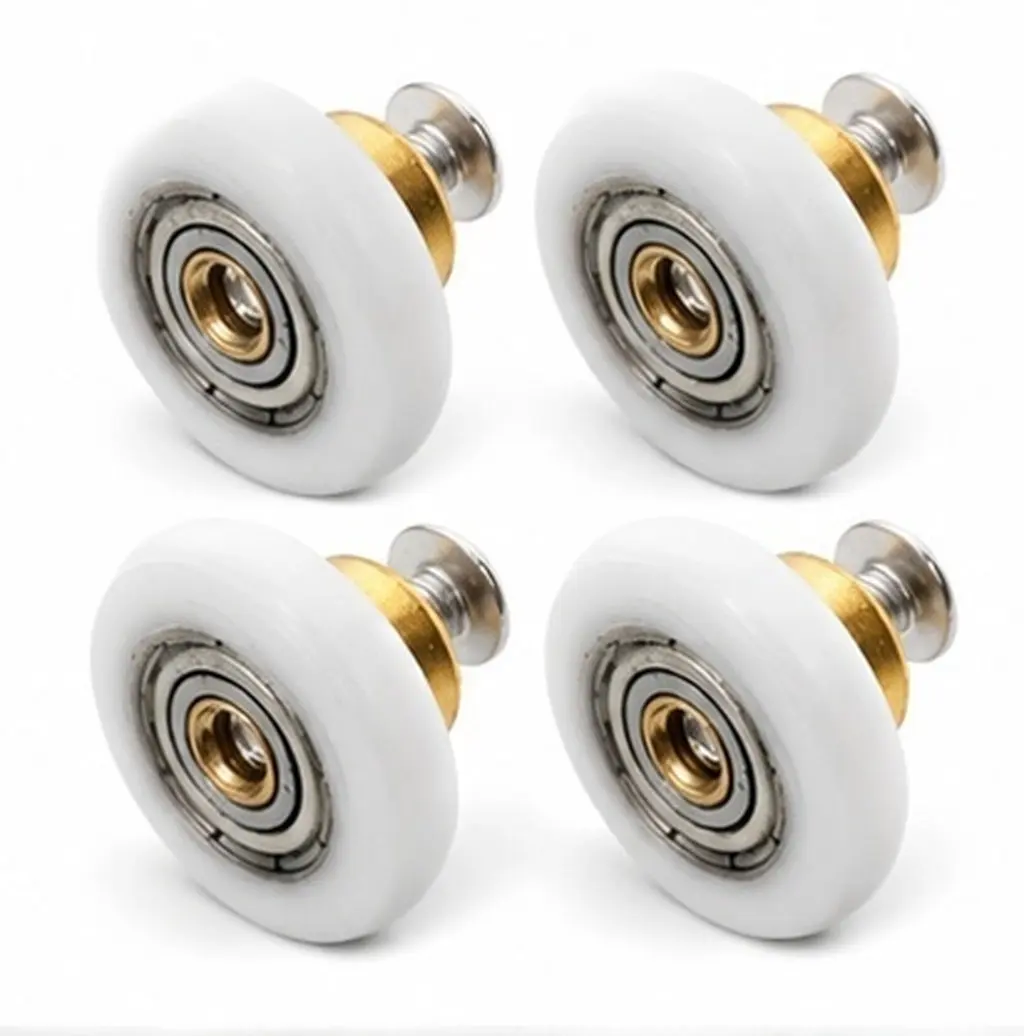 4Pcs Bathroom Shower Door Rollers Sliding Glass Door Nylon Bearing Pulley Curved Shower Enclosure Replacement Parts Smooth Quiet