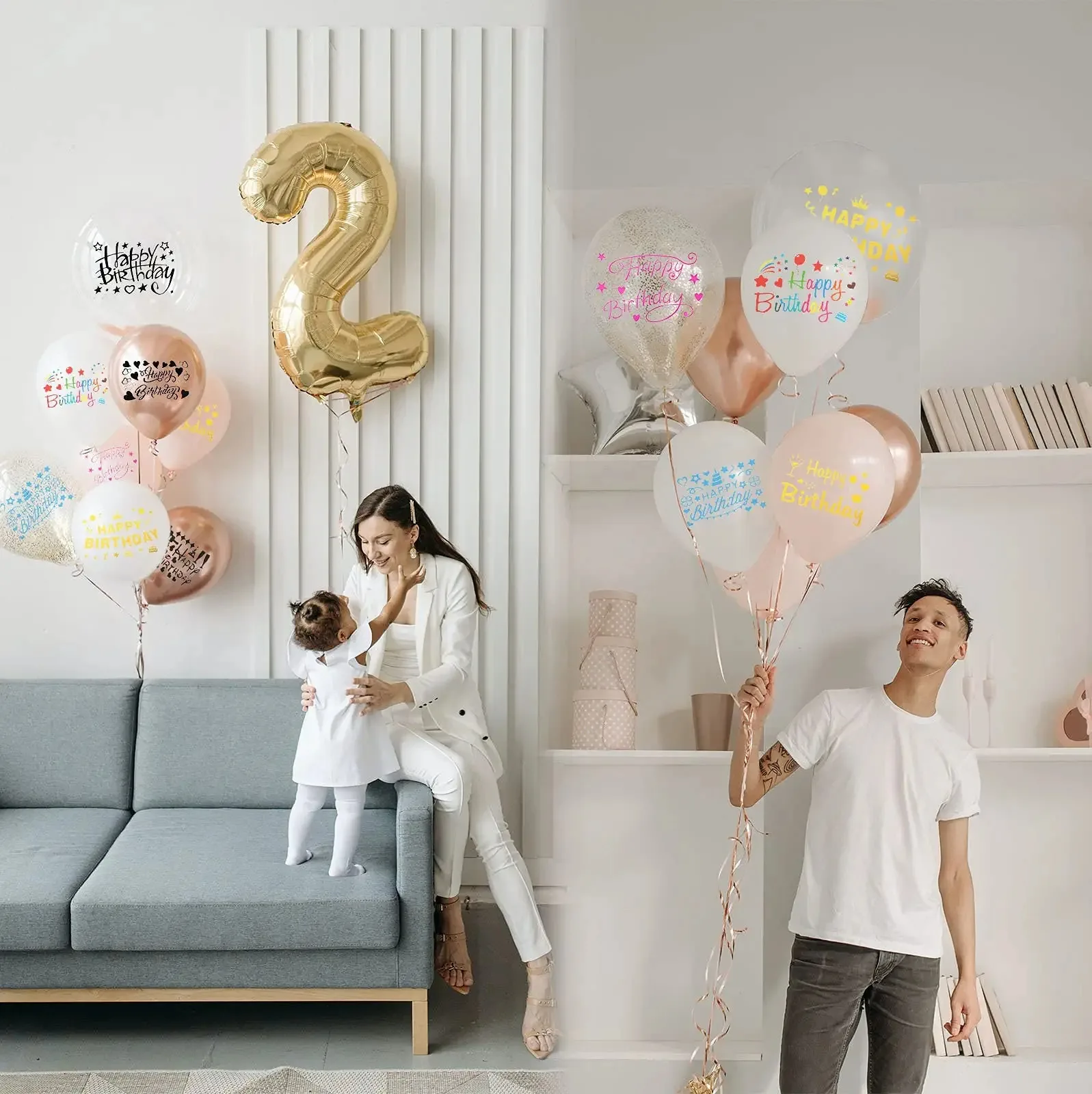 6pcs happy birthday 36inch balloons Stickers For Mother\'s day father\'s Day Christmas DIY Stickers baby shower boy girl Stickers
