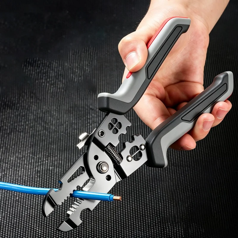 10-in-1 Multitool Wire Stripper, Heavy Duty Electrician Pliers with Non-Slip Grip for Cutting, Crimping & Nail Pulling