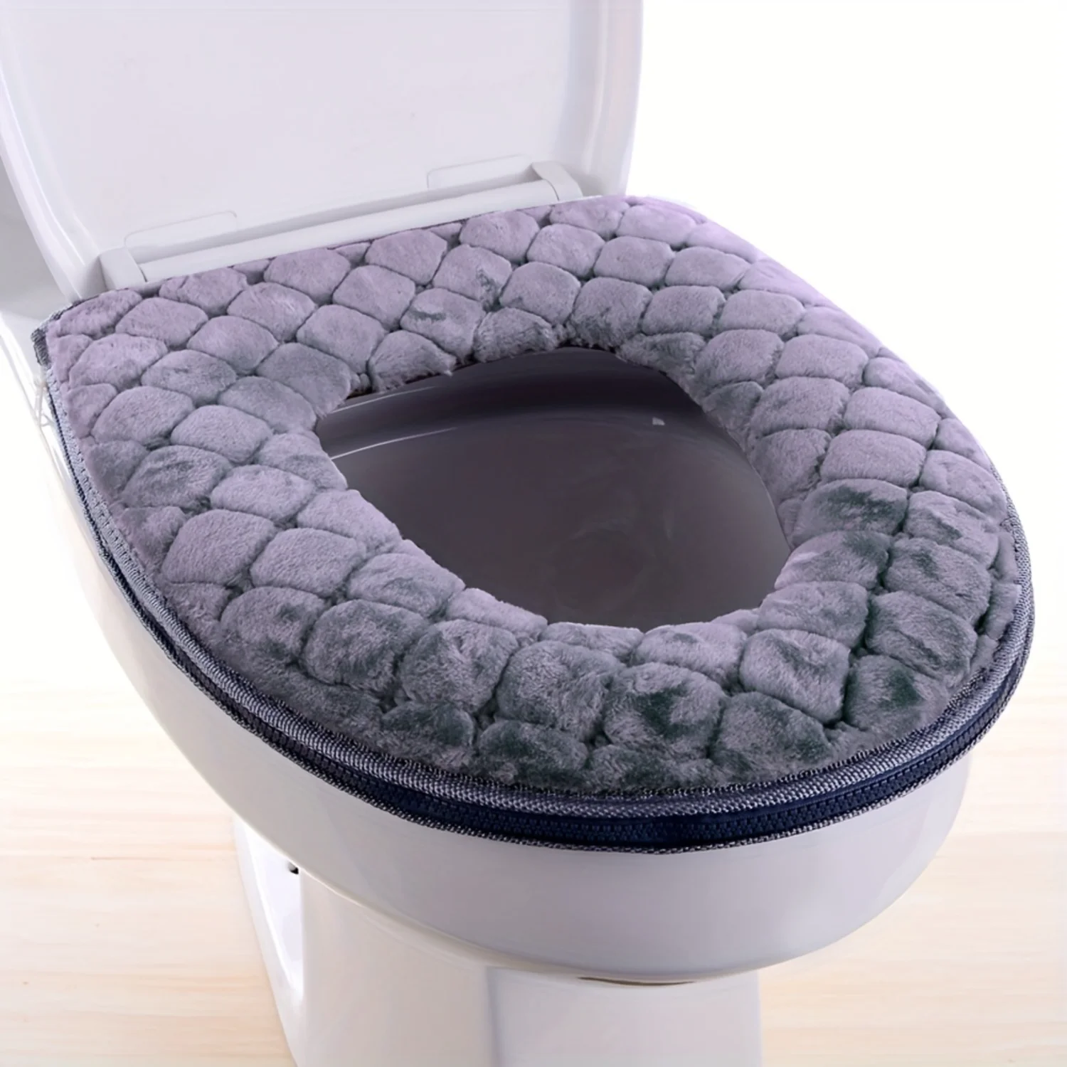 Soft Thicker Washable Toilet Seat Cushion Cover with Zipper - Reusable & Warmer for Bathroom