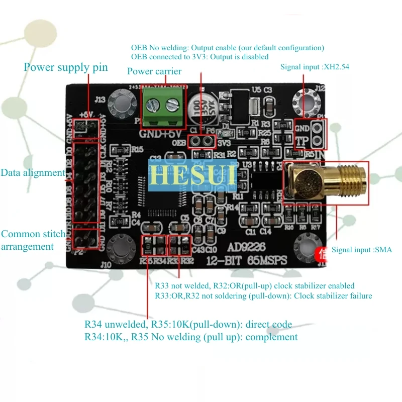 AD9226 module (QFP48) high-speed ADC 65M sampling data acquisition analog-to-digital converter